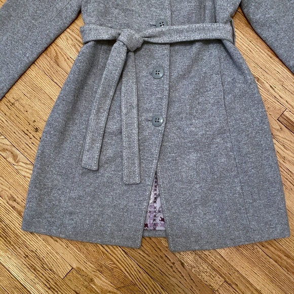Merona Wool Blend Button Front Belted Mid Length Coat Gray Size M - Picture 8 of 15
